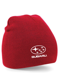 Subaru Embroidered Beanie Hat Red
