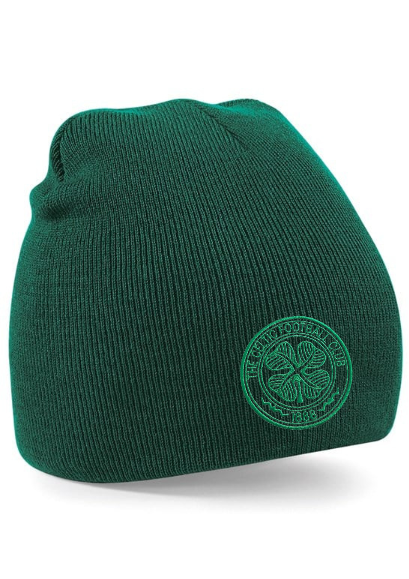 Celtic Embroidered Beanie Hat Bottle Green